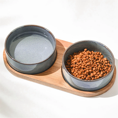 Ceramic Pet Bowl with Neck Protective Collar 